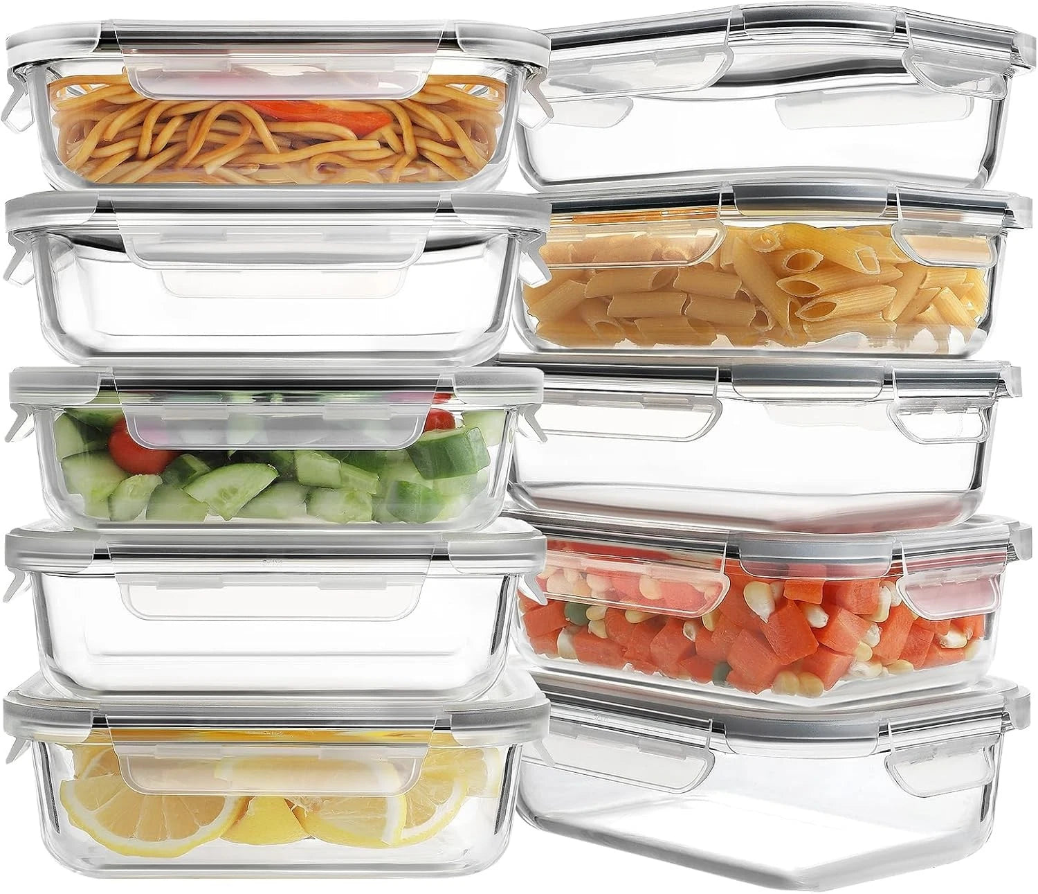 10 Pack 22oz Glass Meal Prep Containers, Food Storage Containers with Lids,