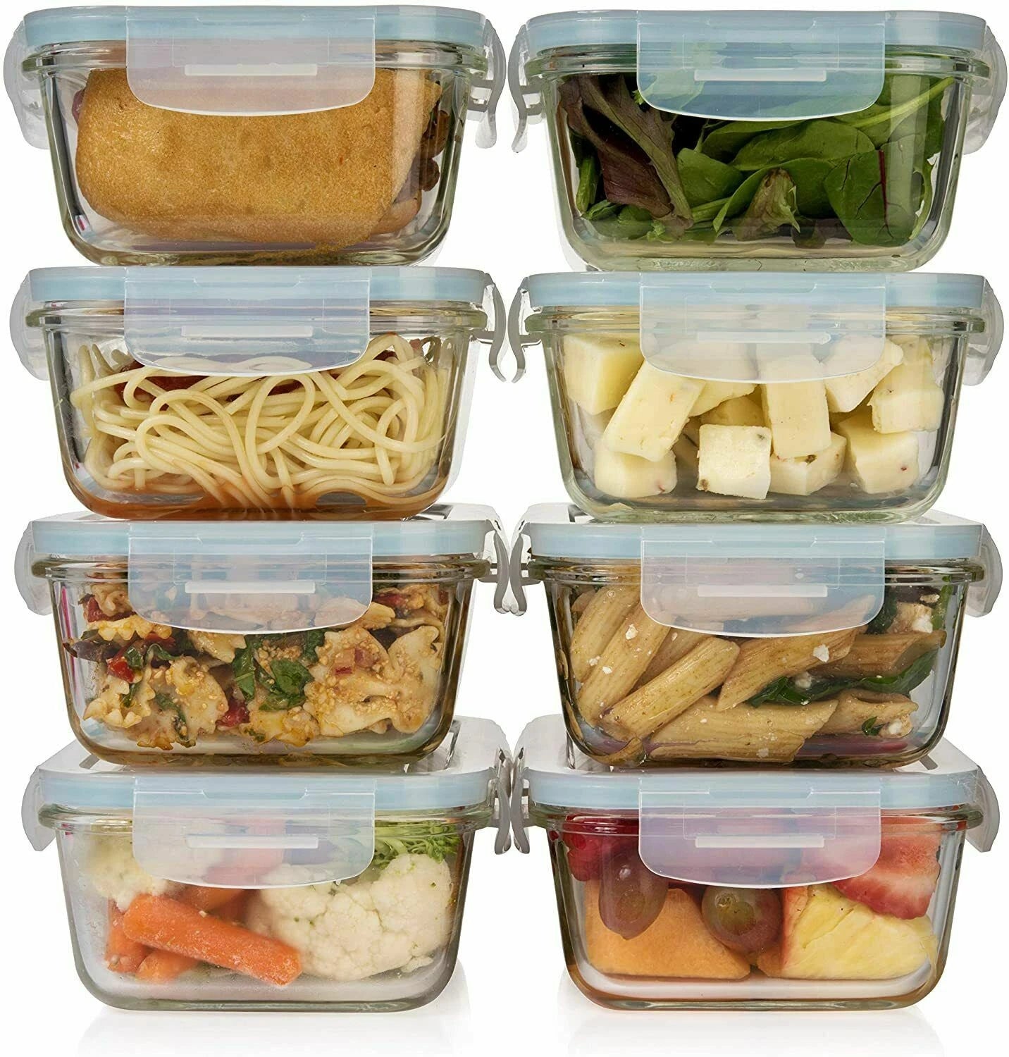 Glass Storage Containers with Airtight Lids, Microwave Safe, 30oz, Set of 16