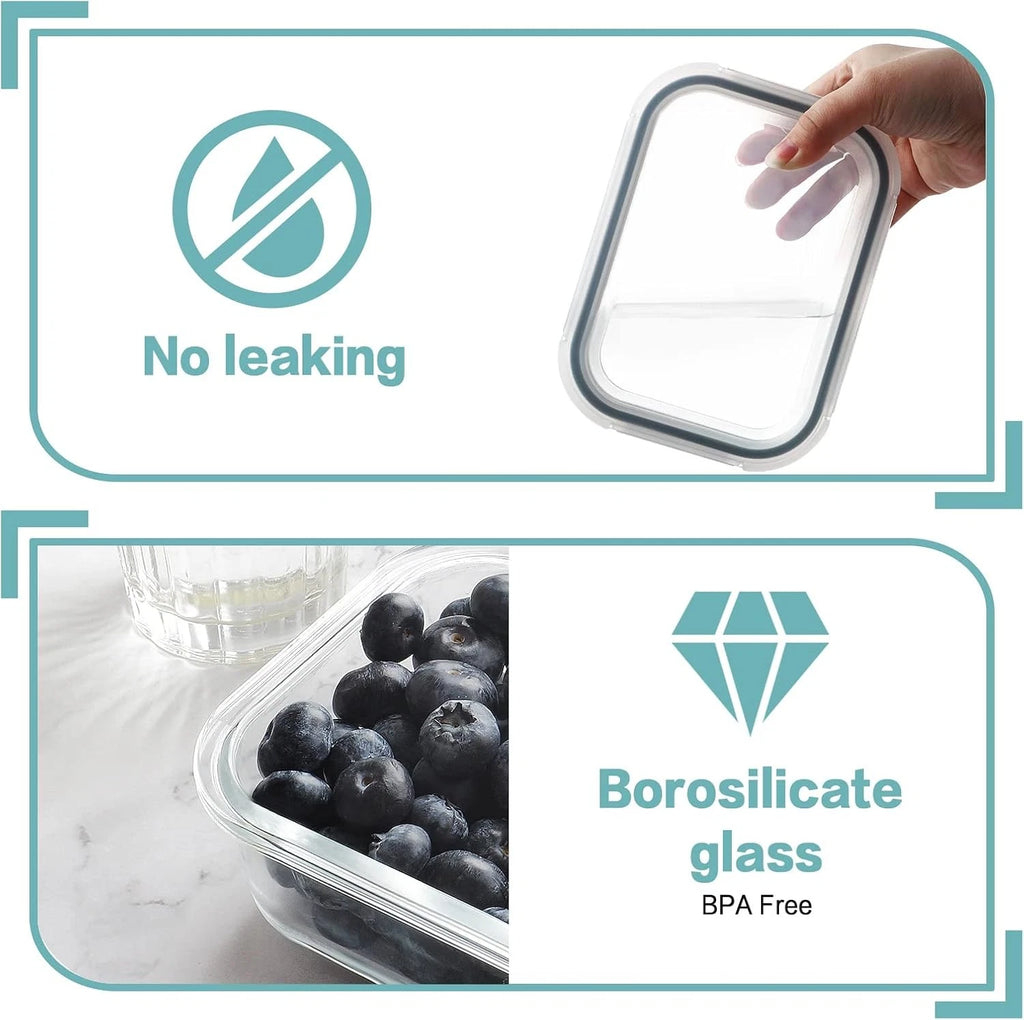 10 Pack 22oz Glass Meal Prep Containers, Food Storage Containers with Lids,