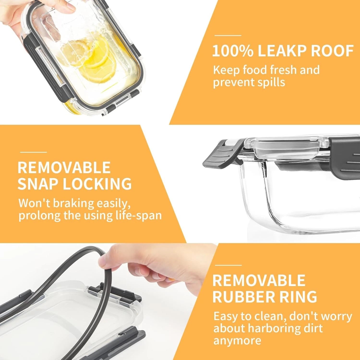 15 Pack Glass Food Storage Containers with Lids Airtight, Glass Meal Prep