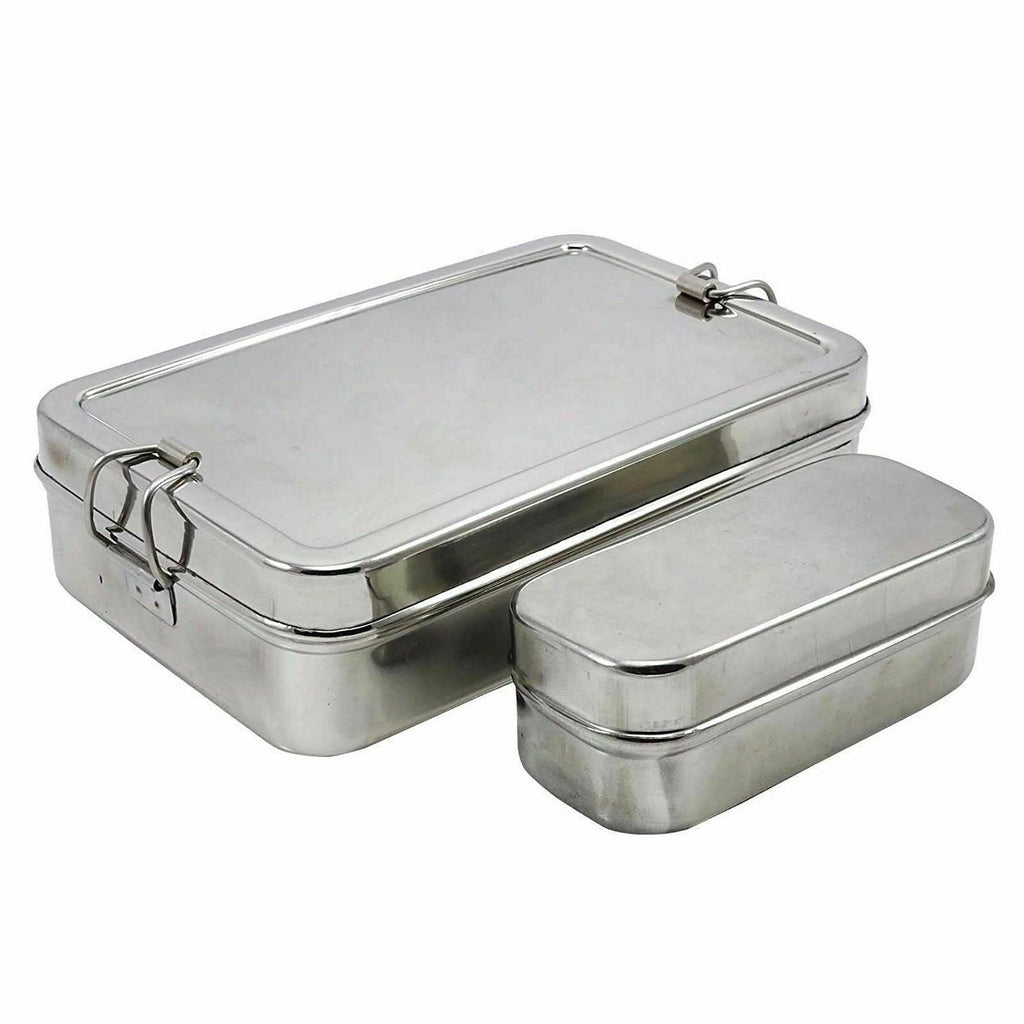 Stainless Steel  Lunch Box  Tiffin Box Rectangular Carrier Set Food Container