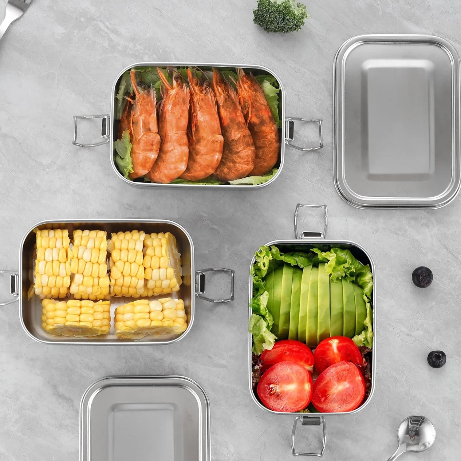 Small Stainless Steel Food Storage Containers Set | Reusable Metal Lunch Snack B