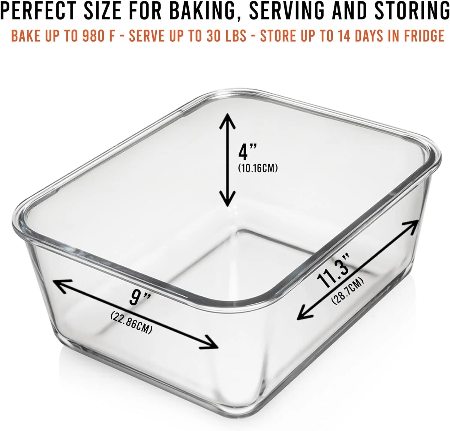 6500 ML / 220 oz / 28 Cup LARGE Glass Food Storage Container w Airtight Lid