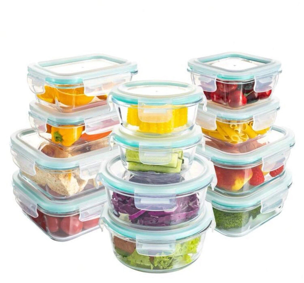 Glass Food Storage Containers with Airtight Lids Microwave Safe, Set of 24