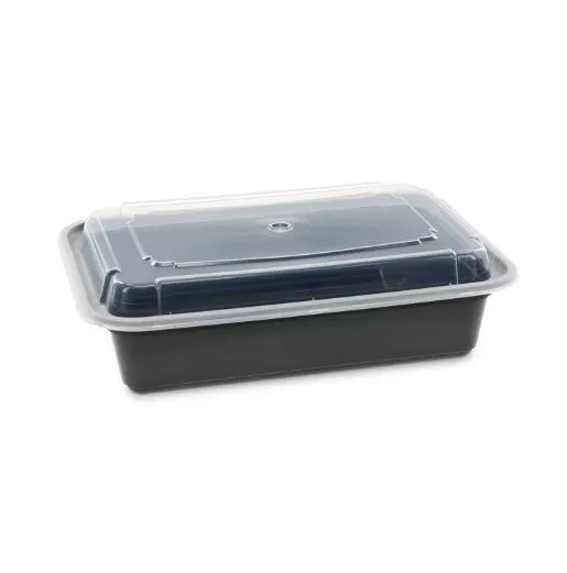 38 oz Plastic Meal Prep Food Containers With Lids Rect Microwavable Reusable