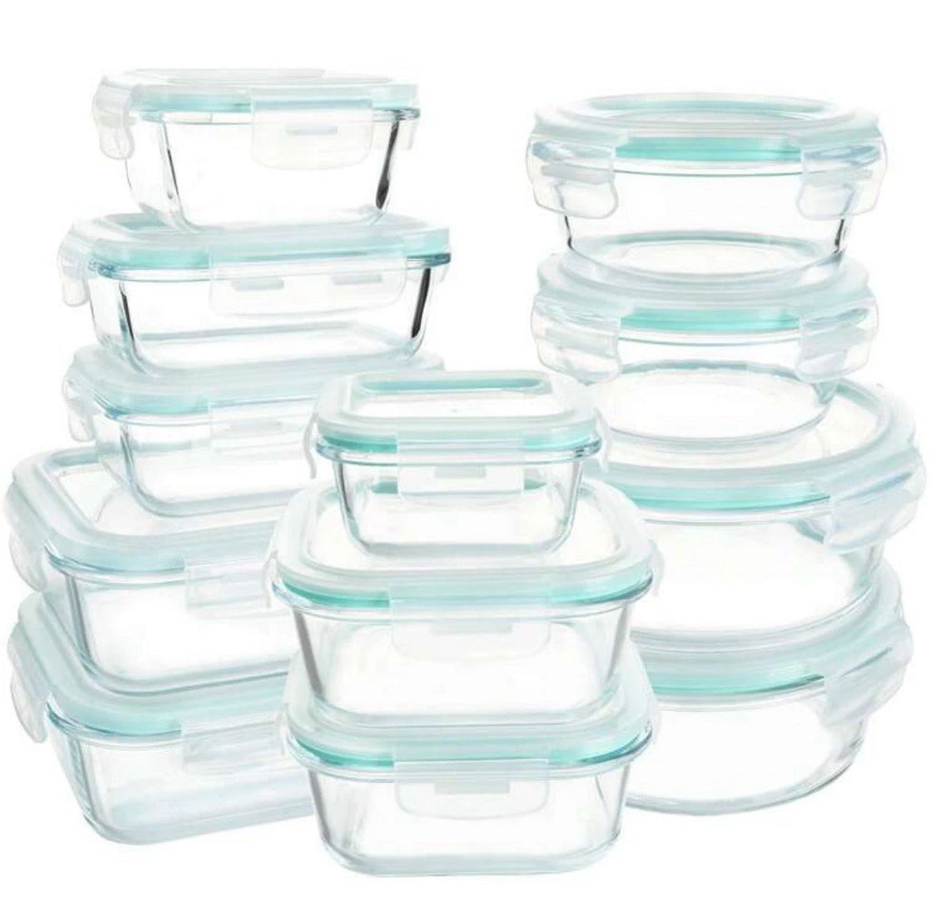 Glass Food Storage Containers with Airtight Lids Microwave Safe, Set of 24