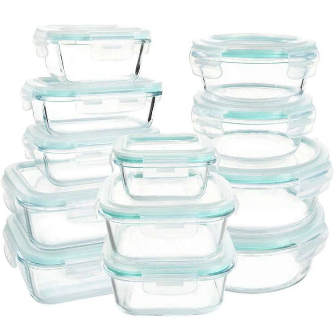 Glass Food Storage Containers with Airtight Lids Microwave Safe, Set of 24