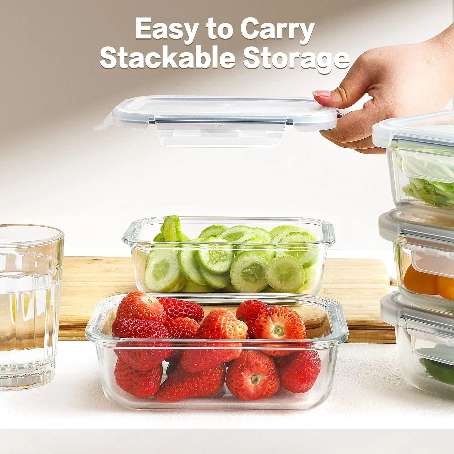10 Pack 22oz Glass Meal Prep Containers, Food Storage Containers with Lids,