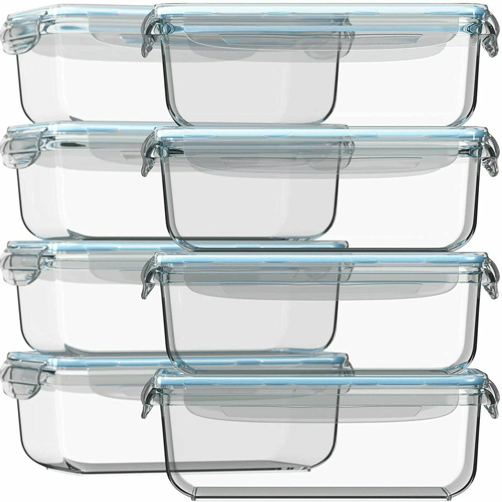 Glass Storage Containers with Airtight Lids, Microwave Safe, 30oz, Set of 16