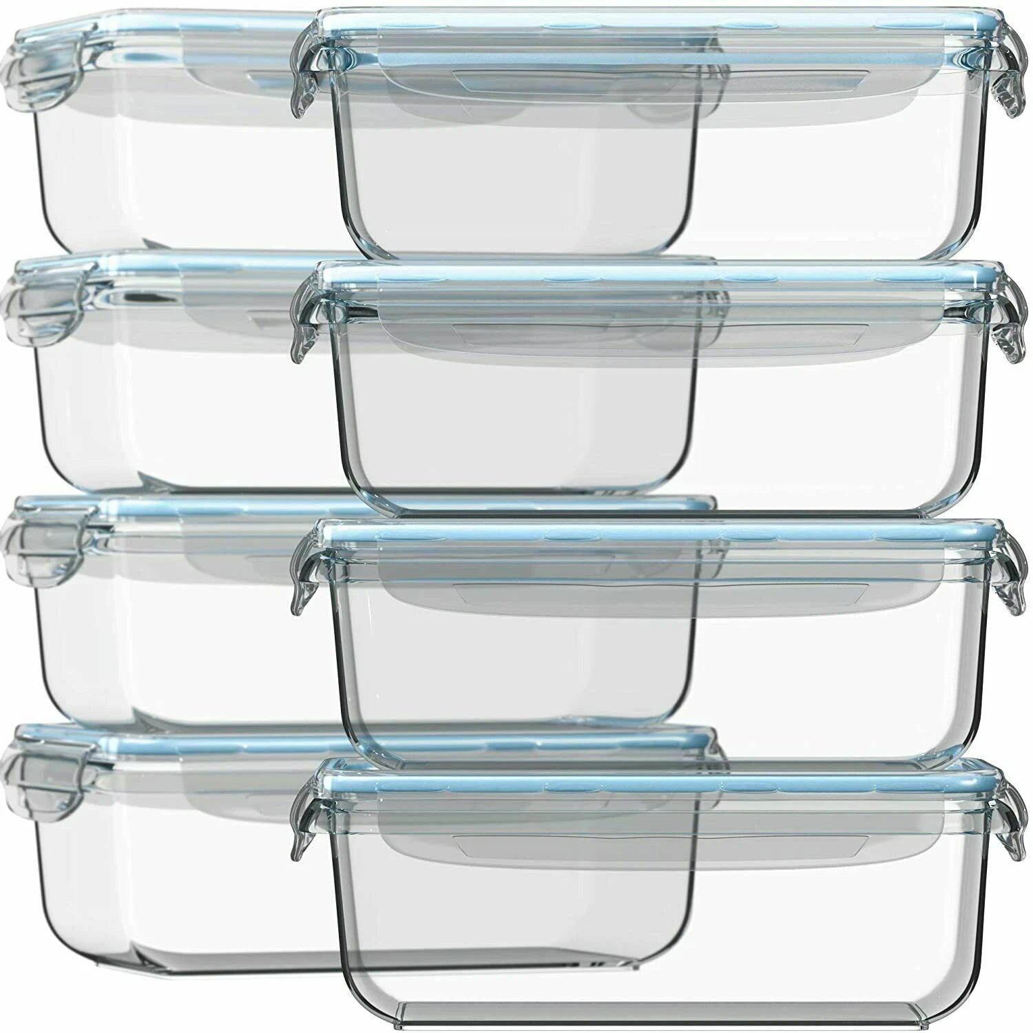Glass Storage Containers with Airtight Lids, Microwave Safe, 30oz, Set of 16