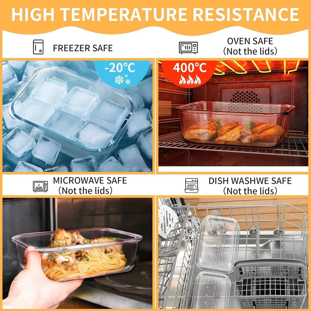 15 Pack Glass Food Storage Containers with Lids Airtight, Glass Meal Prep