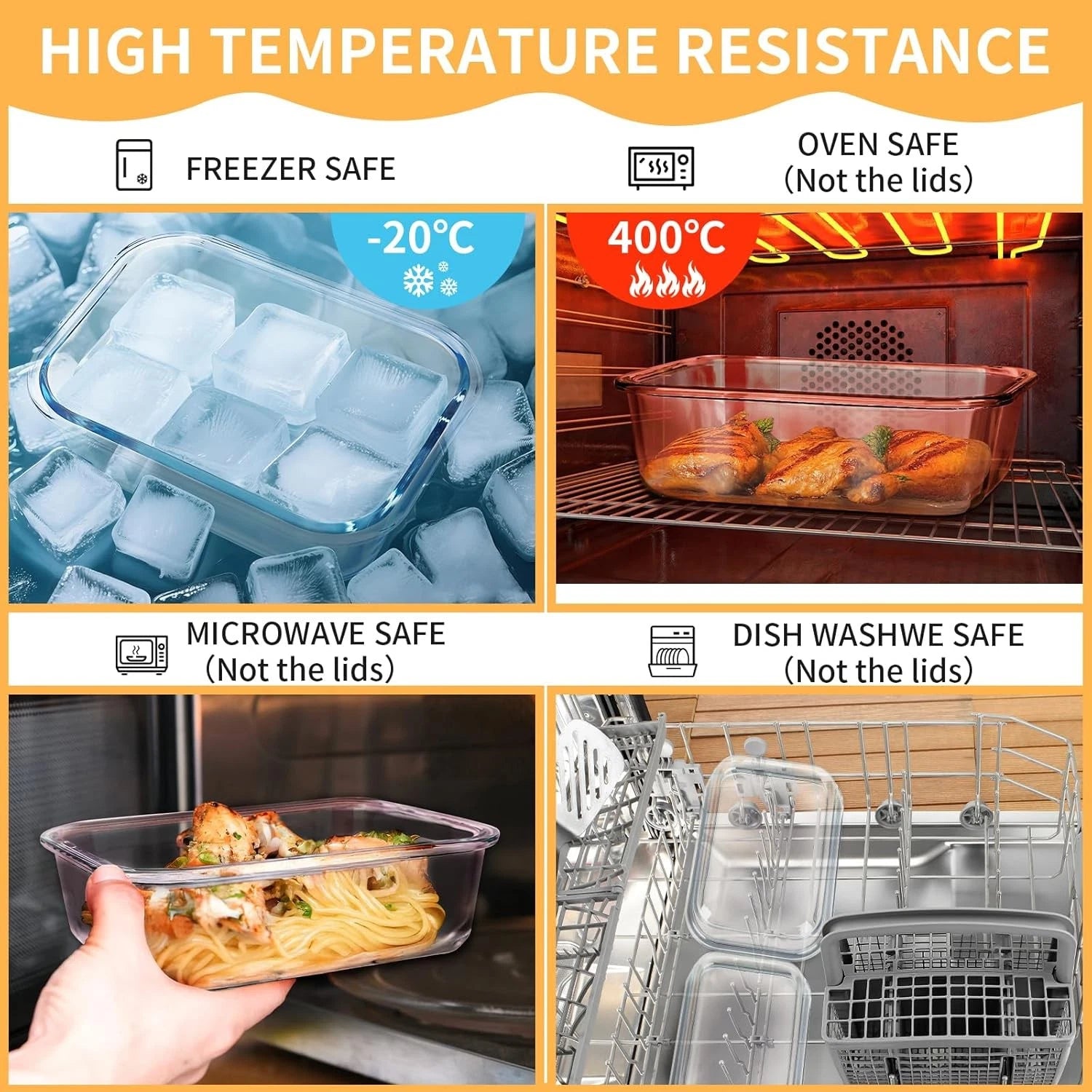 15 Pack Glass Food Storage Containers with Lids Airtight, Glass Meal Prep