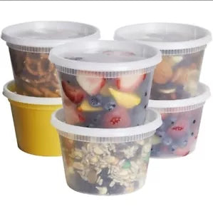 16 oz Round Deli Food/Soup Storage Containers w/ Lids Microwavable Clear Plastic